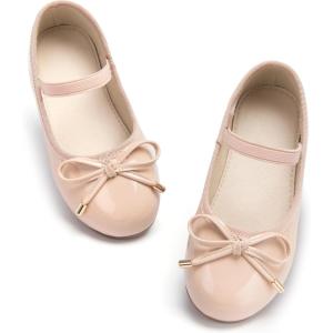 imageESTINE Mary Jane Flats for Toddler Girls Little Kids Glittery Dress Princess Wedding Ballet ShoesE505nude