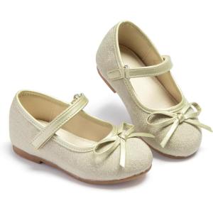 imageESTINE Mary Jane Flats for Toddler Girls Little Kids Glittery Dress Princess Wedding Ballet ShoesE7081gold