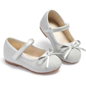 imageESTINE Mary Jane Flats for Toddler Girls Little Kids Glittery Dress Princess Wedding Ballet ShoesE7081silver