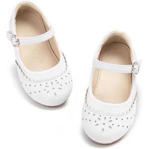imageESTINE Toddler Little Girls Ballet Shoes Baby Kids Princess Dress Wedding Strap Mary Jane FlatsE390white