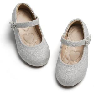 imageESTINE Toddler Little Girls Ballet Shoes Baby Kids Princess Dress Wedding Strap Mary Jane FlatsE66silver