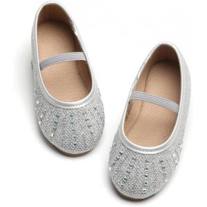 imageESTINE Toddler Little Girls Ballet Shoes Baby Kids Princess Dress Wedding Strap Mary Jane FlatsEh22silver