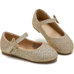 imageESTINE Toddler Little Girls Ballet Shoes Baby Kids Princess Dress Wedding Strap Mary Jane FlatsEh26gold Glitter