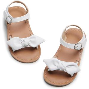 imageESTINE ToddlerLittle Kid Girls Bow Open Toe Flat Evening Dress SandalsE09white