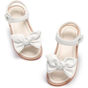 imageESTINE ToddlerLittle Kid Girls Bow Open Toe Flat Evening Dress SandalsEs501white