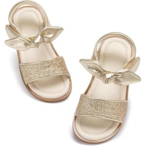 imageESTINE ToddlerLittle Kid Girls Bow Open Toe Flat Evening Dress SandalsEs506gold