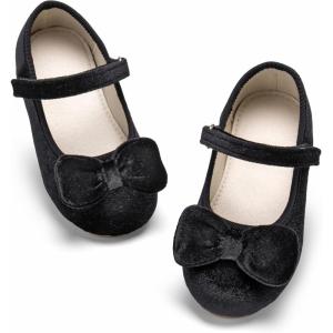 imageESTINE Mary Jane Shoes for Toddler Little Kid Girls Girl Velvet Bow Dress Ballet FlatsE520black