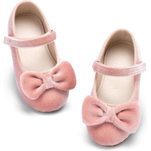 imageESTINE Mary Jane Shoes for Toddler Little Kid Girls Girl Velvet Bow Dress Ballet FlatsE520pink