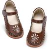 imageESTINE Toddler Kids Uniform Oxfords School Flats for Little Girls Flower Dress Church ShoesE523brown