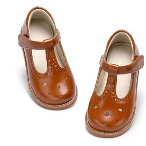 imageESTINE Toddler Kids Uniform Oxfords School Flats for Little Girls Flower Dress Church ShoesE522brown