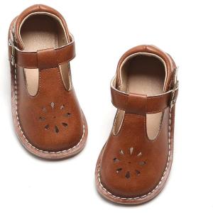 imageESTINE Toddler Kids Uniform Oxfords School Flats for Little Girls Flower Dress Church ShoesEfx30brown