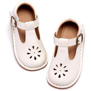 imageESTINE Toddler Kids Uniform Oxfords School Flats for Little Girls Flower Dress Church ShoesEfx30white