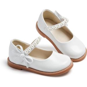 imageESTINE Girls School Uniform Oxfords  Toddler Girl Mary Jane Dress Shoes for Wedding PartyE526white