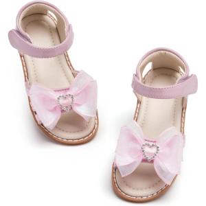 imageESTINE Toddler Girls Little Kids Glittery Dress Sandals  Open Toe Flat Summer ShoesEs531pink