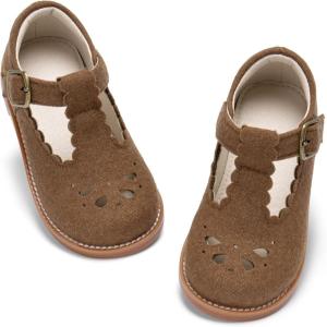 imageESTINE Toddler Little Girls School Uniform OxfordsFlower Dress Party ShoesE529brown