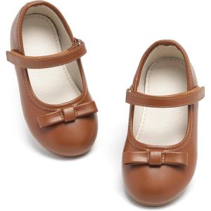 imageESTINE Girls Bow Wedding Party Dress Ballet Flats  Mary Jane Shoes for Toddler Little Kids GirlE533brown